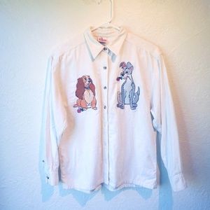 Vintage Lady and the Tramp Disney Button Down